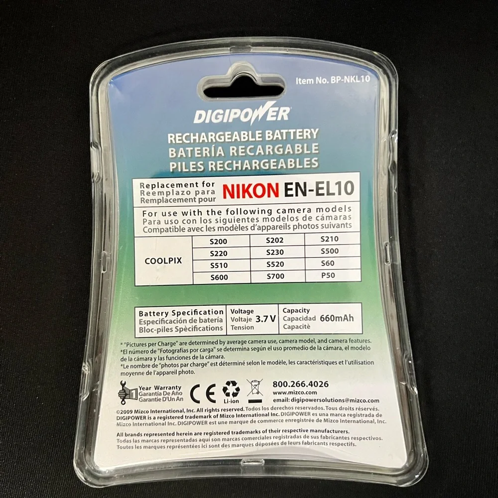 Digipower Rechargeable Battery for Nikon EN-EL10